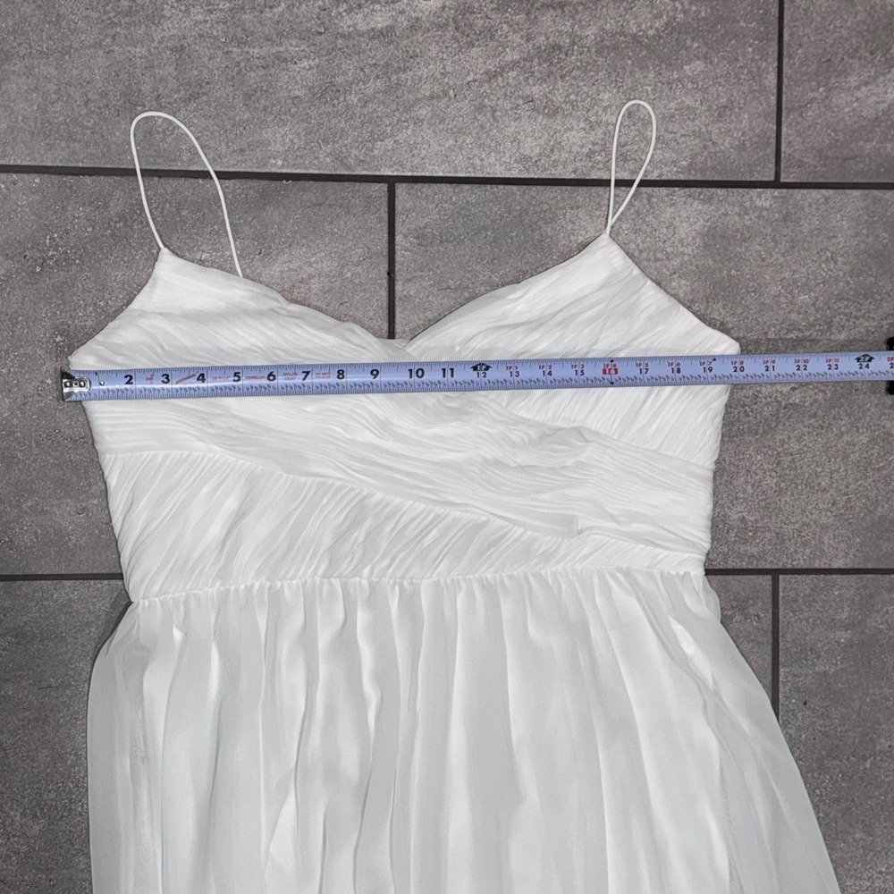 Mac Duggal Leena White Chiffon Gown Jumpsuit Elegant Ruched Bodice Belt Bridal L - Picture 6 of 15